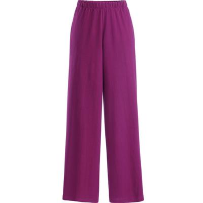 Palazzohose, Damen, Gr. 54, Normalgrößen, lila (beere), 100% Baumwolle, unifarben, lang, Hosen Palazzohose