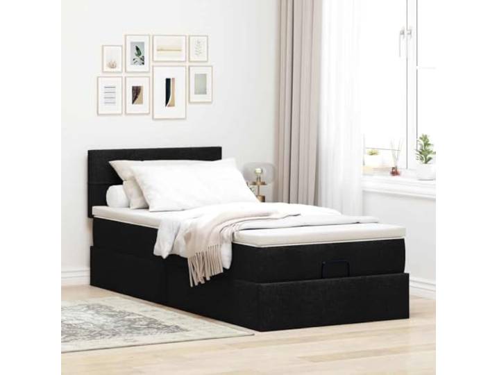 KTHLBRH Boxspringbett 90 x 190 cm mit Federkernmatratze Hydraulischer Aufzug, Stoff 100 % Polyester, Kopfteil inklusive, Matratzenbezug