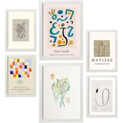 POSTER Set Mit 6 Modernismus Sammlung A3 & A4 Weißer Rahmen