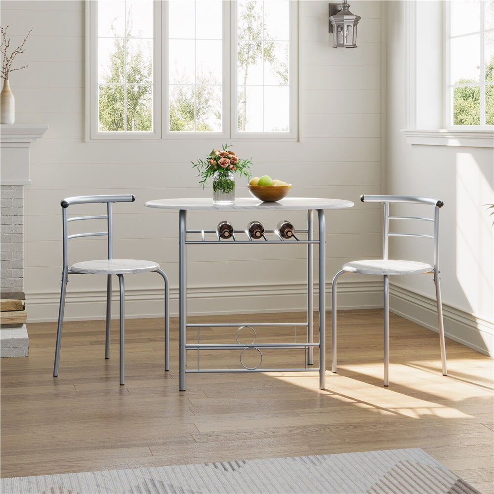 Yaheetech 2 -Person Dining Set White/Silver 80 cm L x 53 cm W x 75.5 cm H