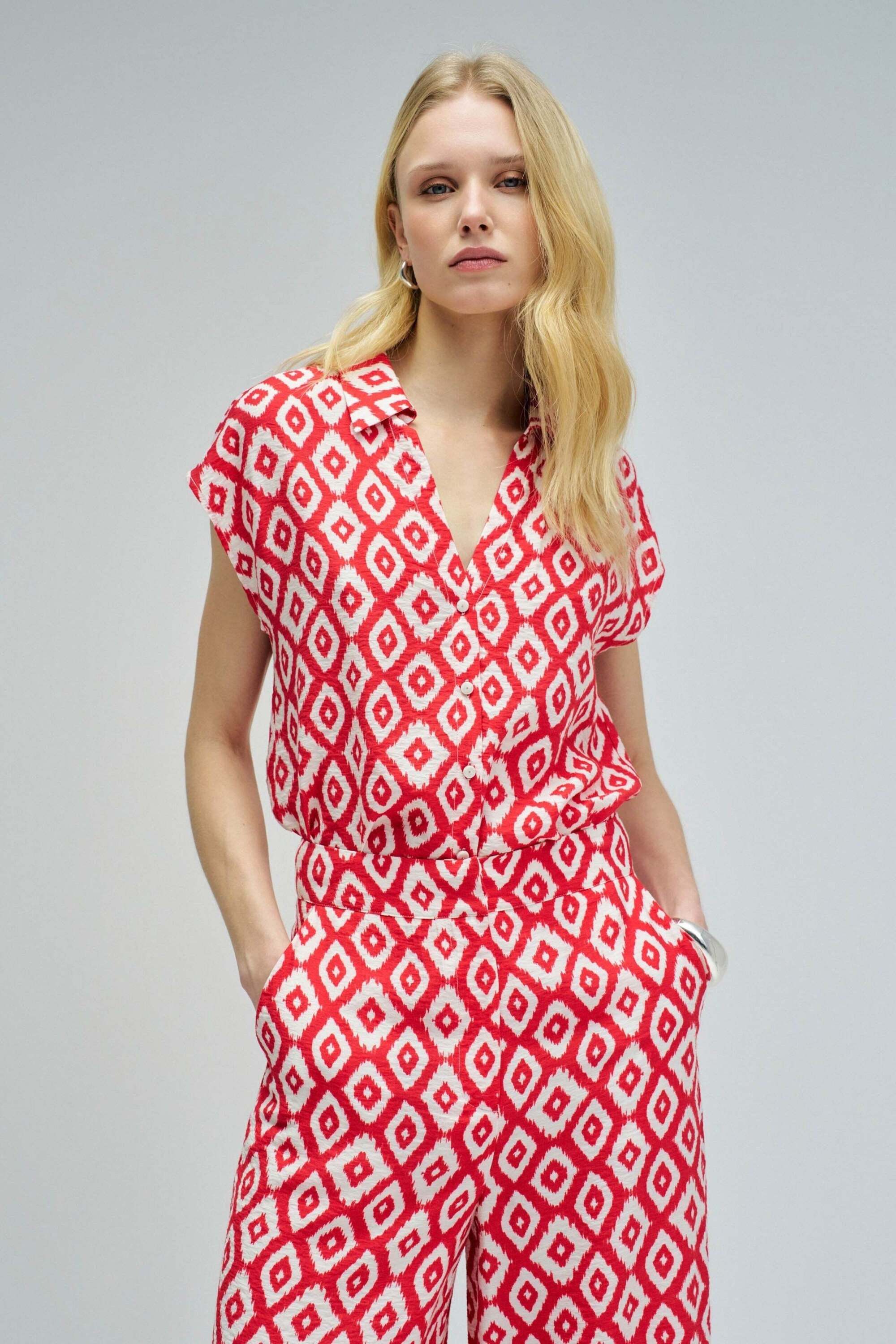 Kurzarmbluse SALSA "Salsa Jeans Kurzarmbluse Basic Sleeveless", Damen, Gr. XS, rot, Obermaterial: 55% Viskose CV. 45% Lyocell CLY., Blusen Kurzarmbluse rot XS
