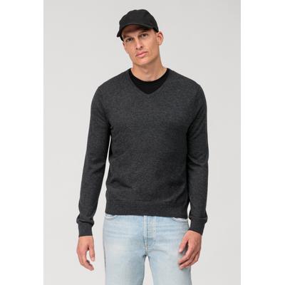 Strickpullover OLYMP "OLYMP Casual Strick, Pullover", Herren, Gr. M, grau (anthrazit), 85% Schurwolle, 15% Seide, Pullover Strickpullover