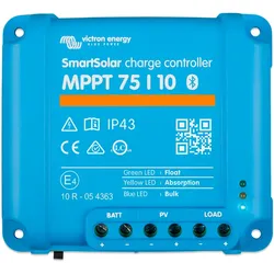 Victron SmartSolar MPPT 75/10 Solarladeregler mit Bluetooth und Lastausgang für Batteriespannung 12/24 V Nennladestrom 10 A