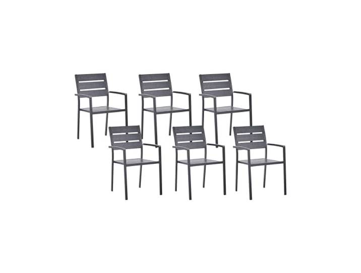 Beliani Gartenstuhl mit Armlehnen 6er Set Kunstholz/Aluminium schwarz stapelbar Vernio
