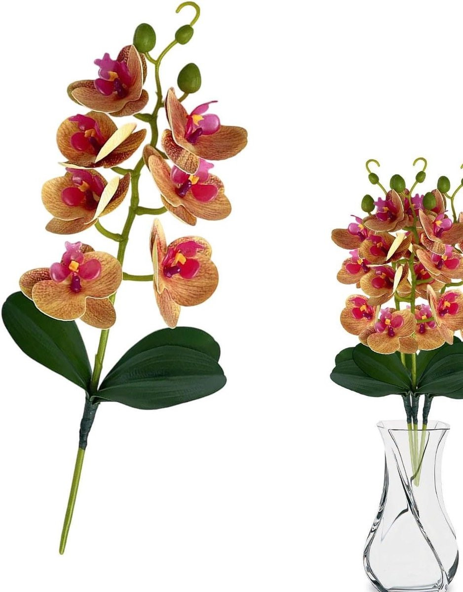 Realistische Kunstorchidee Stengel Oranje - 37.5 cm - Vaasdecoratie