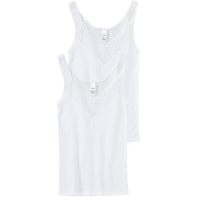 Achselhemd SPEIDEL "Natalie", Damen, Gr. 50, N-Gr, weiß, Feinripp, Obermaterial: 100% Baumwolle, unifarben, bequem, tiefer V-Ausschnitt, Unterhemden, Baumwolle, eng, bequem, V-Ausschnitt, feminin, vielseitig