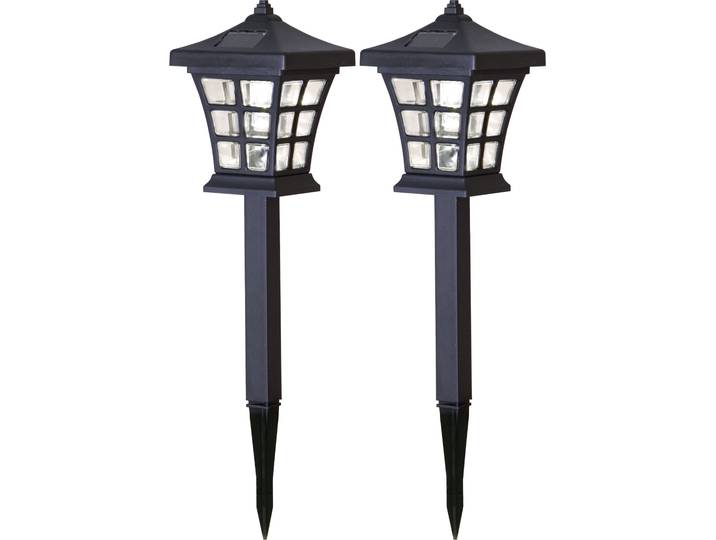 LED Solarleuchte Solar-Wegleuchte Nippon , schwarz, B:11cm H:33cm L:11cm T:11cm Ø:11cm, PARFORCE TRADITIONAL HUNTING, Leuchten, LED Solarleuchte, Dämmerungssensor, 2er-Set