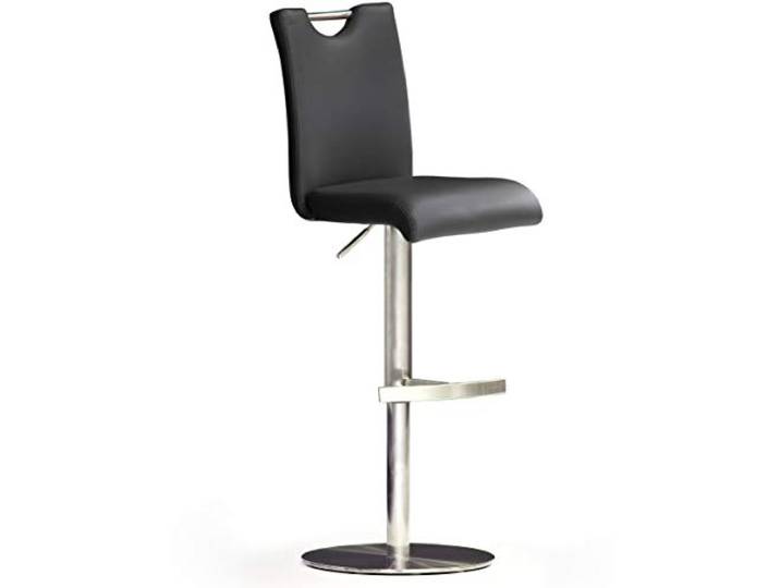 Robas Lund Barhocker Schwarz mit Lehne Barstuhl drehbar 360 Grad, Hocker höhenverstellbar, PU BAR.DO