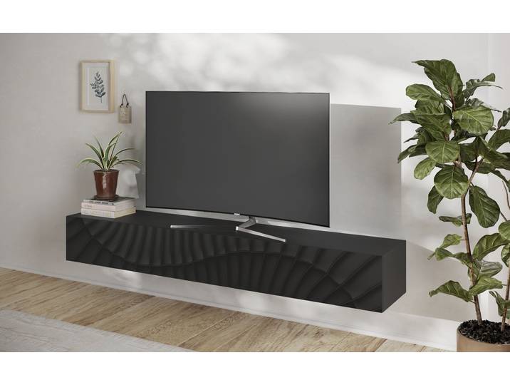TV-Board GOODPRODUCT Snake, Schwebe-Lowboard, TV-Schrank, Media-Board, Breite 210 cm , schwarz (anthrazit mit siebdruck), B:210cm H:28cm T:30cm, Sideboards, TV-Board, mit Siebdruck-Front, 1 Klappe, wandhängend, stilvoll & funktional