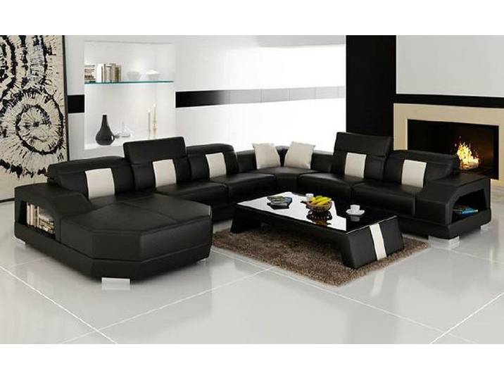 Xlmoebel Wohnlandschaft Elegantes U-Form Ledersofa mit USB-Schnittstelle und hohem Komfort, Ecksofa, Hergestellt in Europa