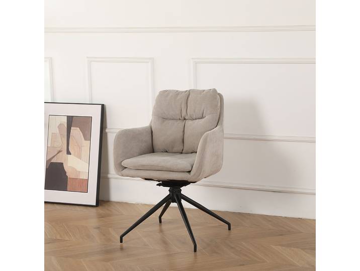 Drehbarer Armlehnenstuhl SEJEN 60 x 82 x 65cm Chenille Majda: Dunkelbeige Beige/Beige 4er Set