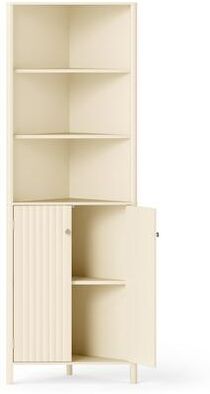 Costway 68 Inch Tall Corner Cabinet with 5 Shelves and 2 Fluted Doors for Bathroom-Beige