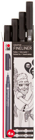 Graphix Fineliner, schwarz, 4 Stifte