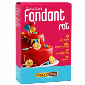 Decocino Fondant Roll-, Dekor- & Modellierfondant, reißfest, rot, laktosefrei, ohne Palmöl, 250 g