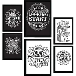 POSTER Set Mit 6 Motivierend In Rustikale Zitate A3 & A4 Rahmen Aus Hellem Holz