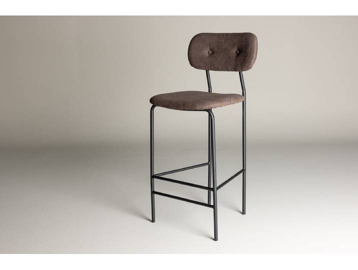 2er Set - Barhocker Leyla schwarz beschichtet mit brauner Sitzfläche - Braun-Schwarz - Luxusbetten24