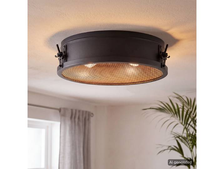 Deckenleuchte Zois IV Ø 42cm Schwarz Material: Metall Metallart: Eisen Oberfläche Metall: Pulverbeschichtet E27