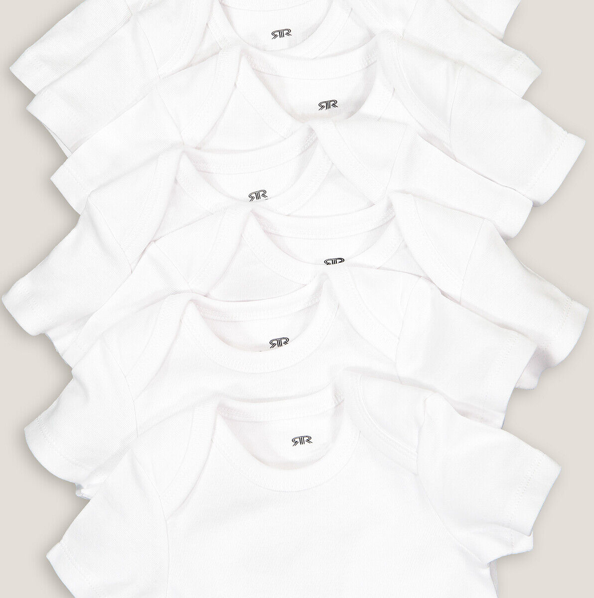 LA REDOUTE COLLECTIONS Lot de 7 bodies emmanchures américaines manches courtes, en coton bio, uni