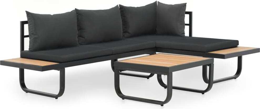 2-tlg. Garten-Ecksofa-Set mit Auflagen Aluminium WPC