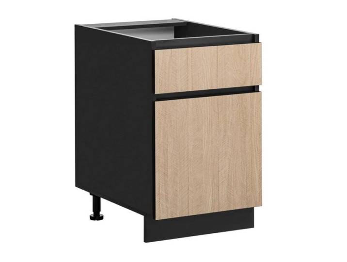 Meuble de cuisine - Roma - Noir/Beige - Design moderne - Dimensions 60x81x45 cm