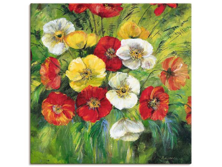 Leinwandbild ARTLAND Bunter Blumenstrauss , grün (farbe bild(er): grün), B:70cm H:70cm, Bilder, Leinwandbild, auf Holzrahmen gespannt