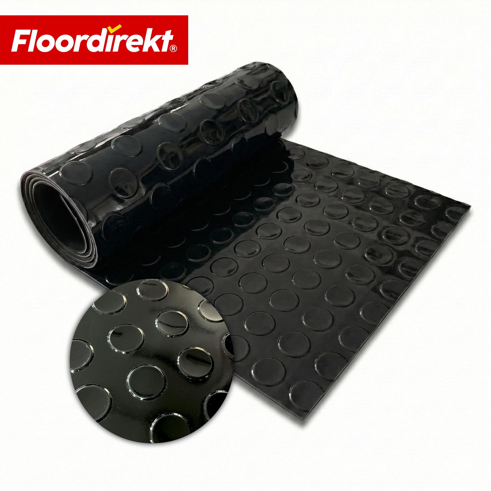 Floordirekt PVC-vloerbekleding Coin Mirror zwart, antislip met coin-look, 110 x 450 cm