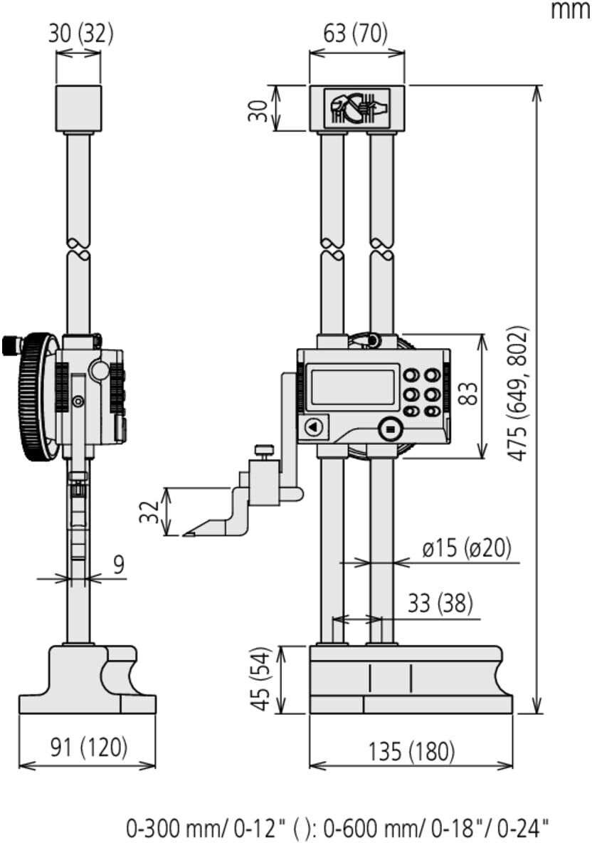 Mitutoyo Digitales Höhenmess- und Anreißgerät 0-600mm, Doppelsäule (192-614-10)