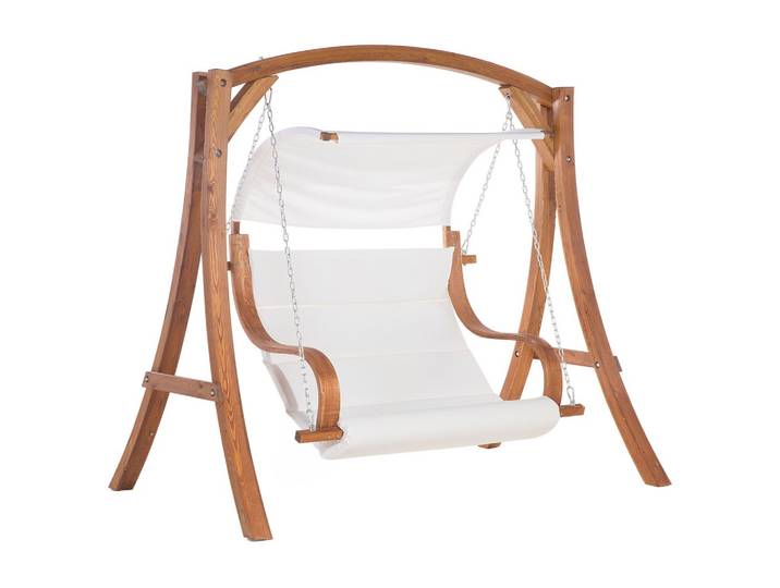 GARTENSCHAUKEL Lärchenholz dunkelbraun Sonnendach beige Aprilia
