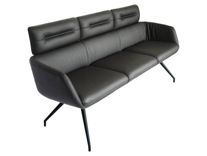 Dieter Knoll Sitzbank, Schwarz, Metall, Echtleder, Rindleder, 3-Sitzer, 200x92.5x67 cm, Esszimmer, Bänke, Sitzbänke
