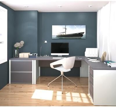 Bestar Connexion L-shaped Workstation with Lateral File