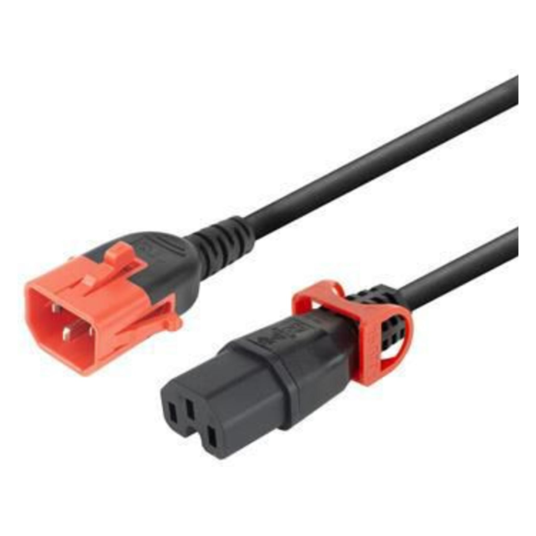 MicroConnect Powercord C14 IEC Lock+ Dual (1 m) (MC-DUALC14C15-1M)