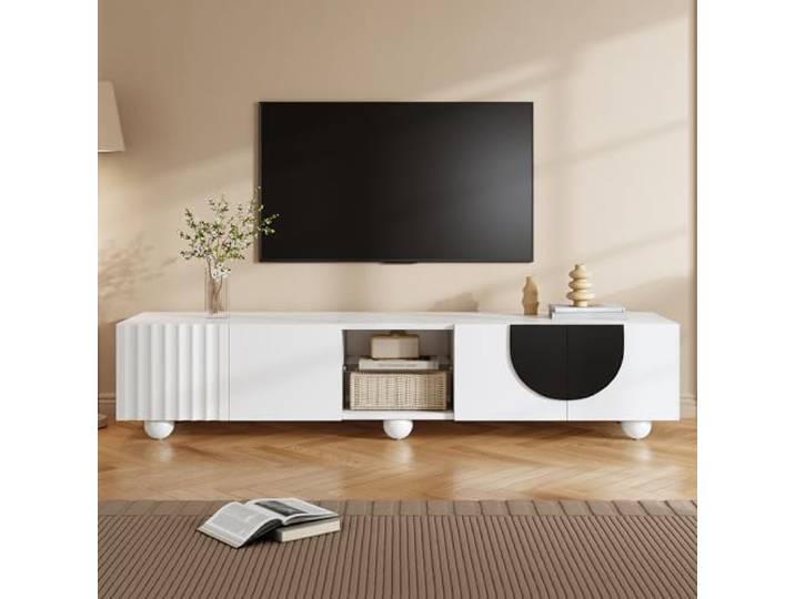 QLTXYHML TV-Möbel, 180 x 40 x 41,5 cm, 2 Türen, Kabeldurchführung, minimalistisch