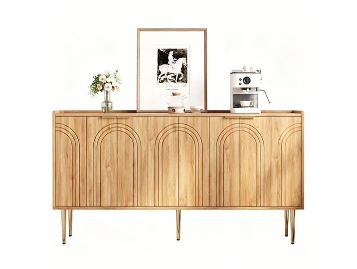 Buffet Meuble De Rangement Modern Buffet Salon Meuble Buffet Salon 4 Portes Pour Salon Salle à Manger 140X38X75Cm aspect bois