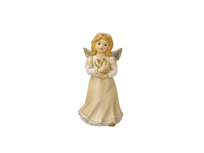 Engelfigur GOEBEL Herzenswärme , champagner, B:7,5cm H:7,5cm T:15cm, Dekofiguren, Engelfigur