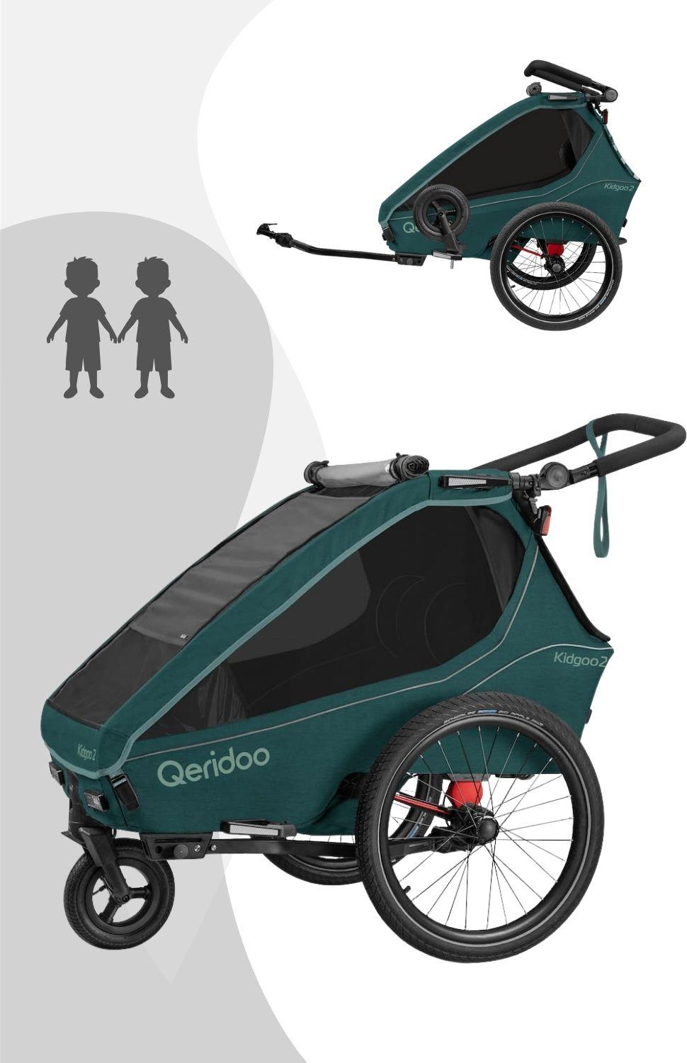 Qeridoo Kidgoo 2- Kinderfahrradanhänger für 2 Kinder, Farbe: Pacific Blue