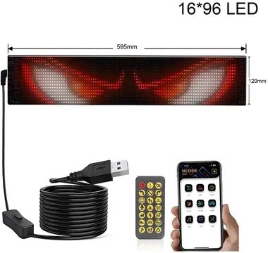 Combo Retail Shop Car Truck RGB Bluetooth Panel Lamp, LED Matrix Pixel Lights, Programmable Bluetooth App Control, Flexible Display Light 16x96 Led 12x59cm