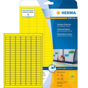 Herma Universaletiketten 4243 Special, gelb, 25,4 x 10mm, ablösbar, 20 Blatt, 3780 Stück