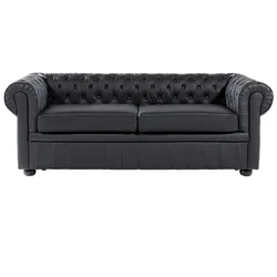 SOFA Leder Schwarz Chesterfield