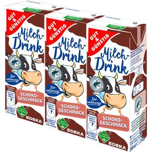 Gut&Günstig Milchdrink Schoko, im Trinkpäckchen, 1,35% Fettgehalt, 3x 200 ml
