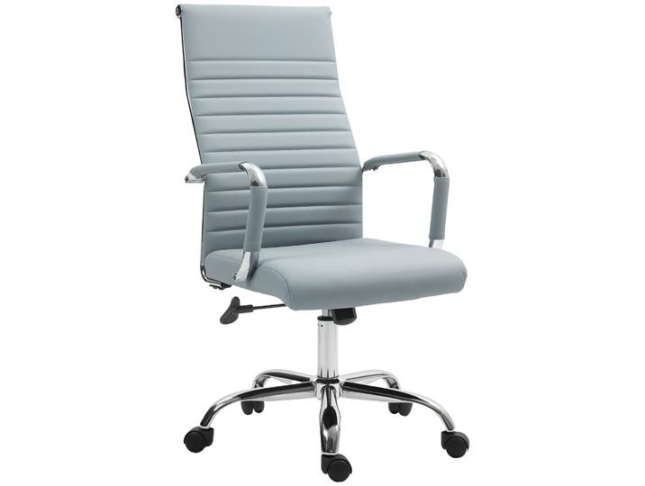 Vinsetto Silla de Escritorio Giratoria con Respaldo Alto Altura Ajustable Función Basculante y Reposabrazos Gris Claro