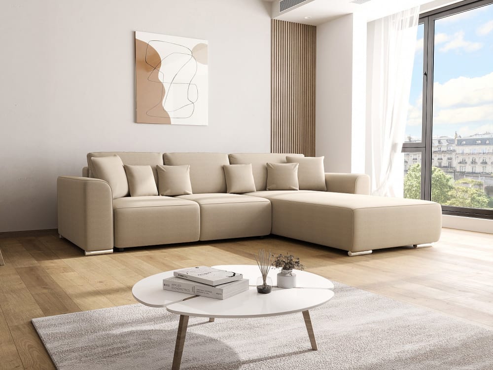 Unique Sofá rinconera tela beige