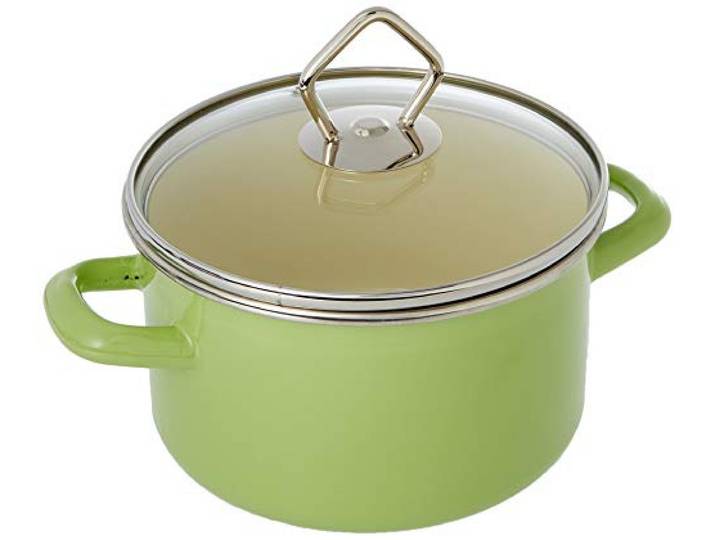 Krüger Emaille Kochtopf Juist Ø 16 cm (1,5 L) Mit Glasdeckel & Literskala