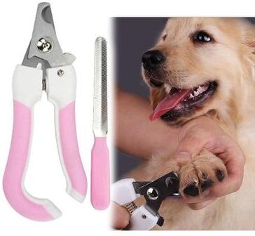 Inspired Deals Gentle Grip Pet Nail Clipper Set With Stainless Steel Cat Nail Trimmer And Nail File S pink