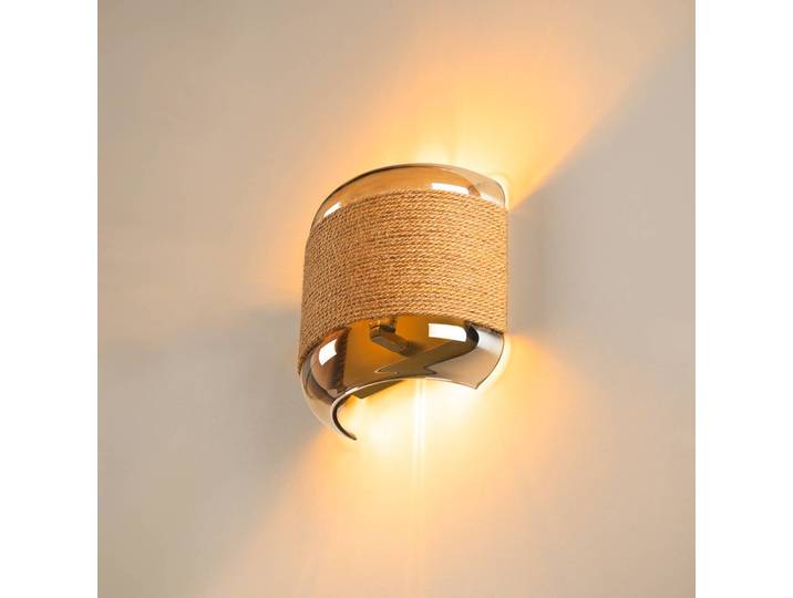 SLV Wandlampe Pantilo Rope, dimmbar, messing / gold, für Wohn- / Esszimmer, Glas, Modern, Wandleuchte, Wandlampe Innen