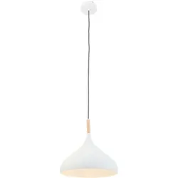 Mexlite Pendelleuchte BJORR, Ø 33cm, E27, weiß matt / buche natur STE-7730W