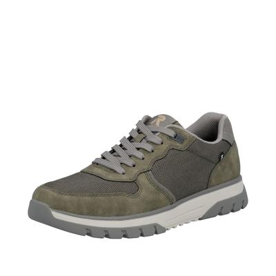 Sneaker RIEKER, Herren, Gr. 42, Textil, grün (khaki), Lederimitat, Schuhe Sneaker, Schnürschuh, Halbschuh, Freizeitsneaker mit Profilsohle