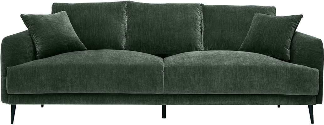 Miliboo Design-Sofa mit khakifarbenem Stoff im Samtdesign und schwarzem Metall 3-Sitzer JERRY