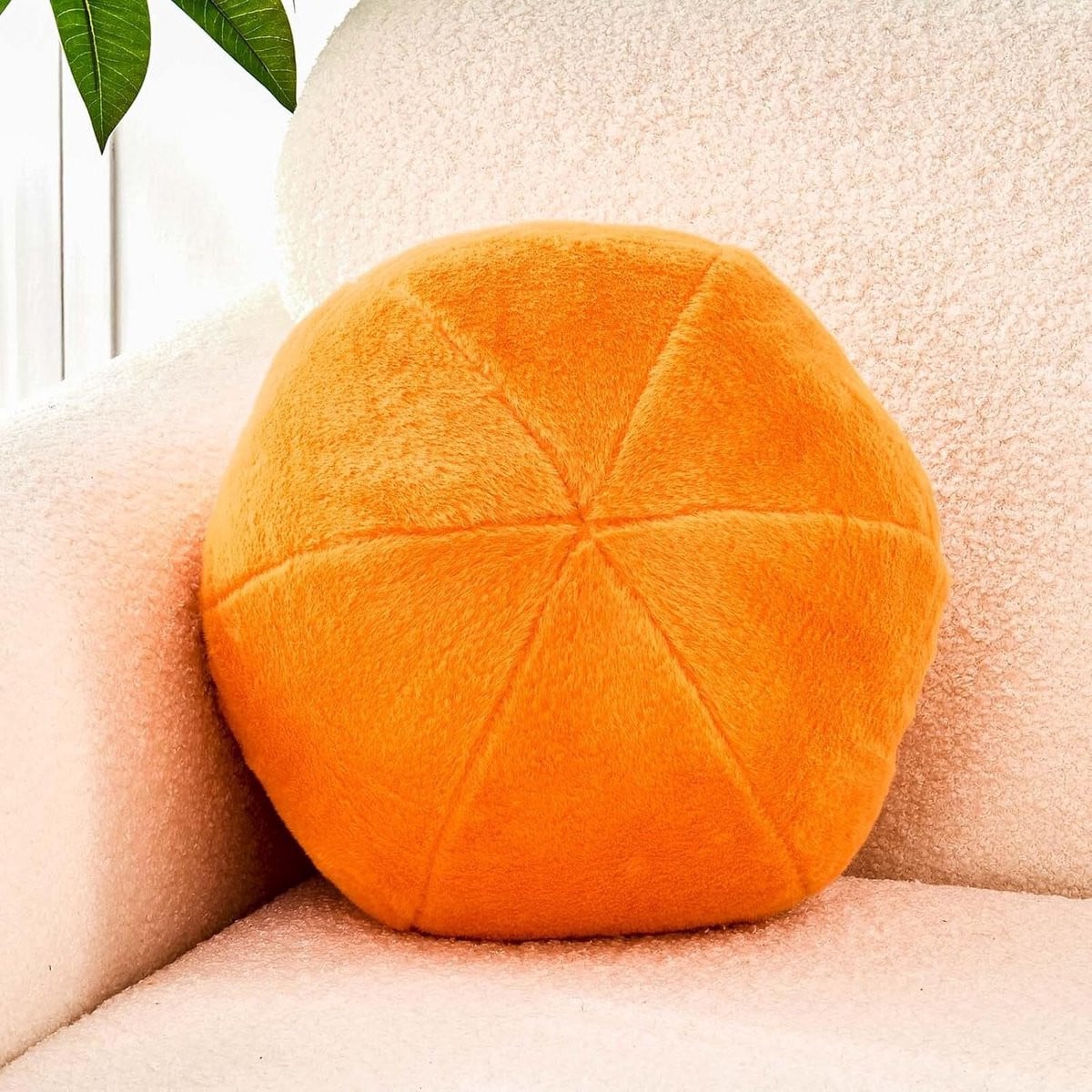 Oranje Rond Pluche Sierkussen - Zacht Bolvormig Bankkussen