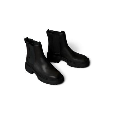 Chelseaboots CALVIN KLEIN JEANS "CHUNKY CHELSEA BOOT LTH", Damen, Gr. 38, schwarz, Elastischer Einsatz, Leder, unifarben, Schuhe Chelseaboots, Schlupfboots, Chelseaboot in bequemer Form