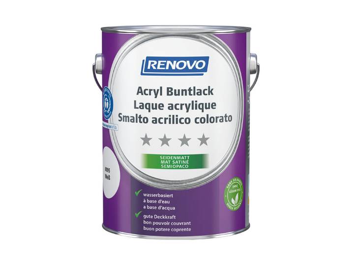 Renovo Acryl Buntlack Weiss Seidenmatt 2.5 l
